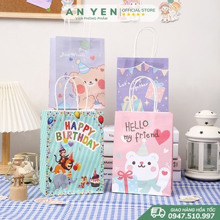 Túi giấy kraft túi quai xách đựng quà tặng in hình cute túi mini kraft sinh nhật noel giáng sinh dễ thương