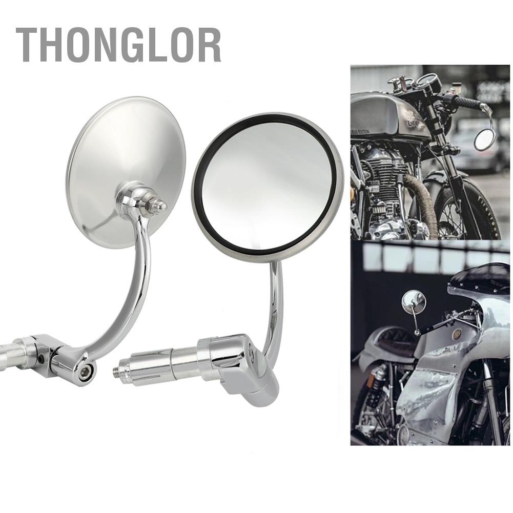 Thonglor 1 Vintage Thép Không Gỉ Xe Máy Đổi Đua Gương Chiếu Hậu Phản Quang Mặt