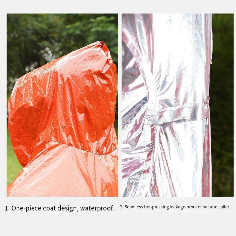 Raincoat Emergency Hooded Poncho Insulated PE Rain Coat Reusable Outdoor Hiking