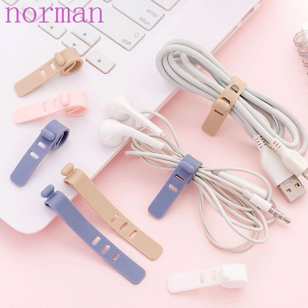 NORMAN Giá Đỡ Cố Định Dây Cáp Sạc / Tai Nghe Bằng Silicon Linh Hoạt Tiện Dụng Cho Văn Phòng