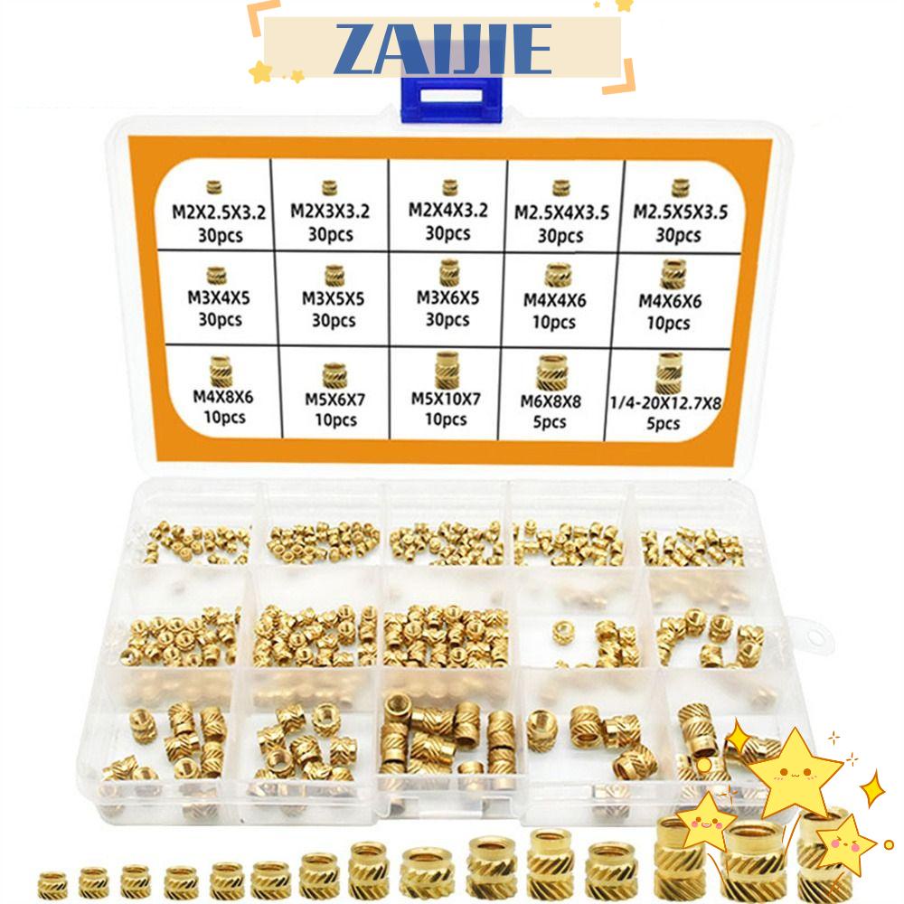 ZAIJIE24 Bộ 300 Đai Ốc M2 M3 M4 M5 M6 Knurled Bằng Đồng Thau Cho Máy In 3D