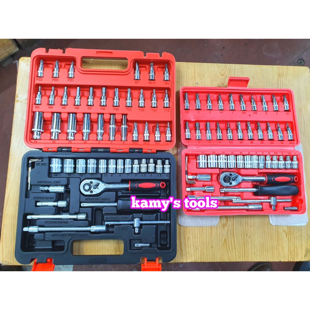 Bộ tuýp khẩu 1/4 inch dụng cụ đồ nghề đa năng sửa chữa ô tô xe hơi xe máy 46 chi tiết và 53 chi tiết