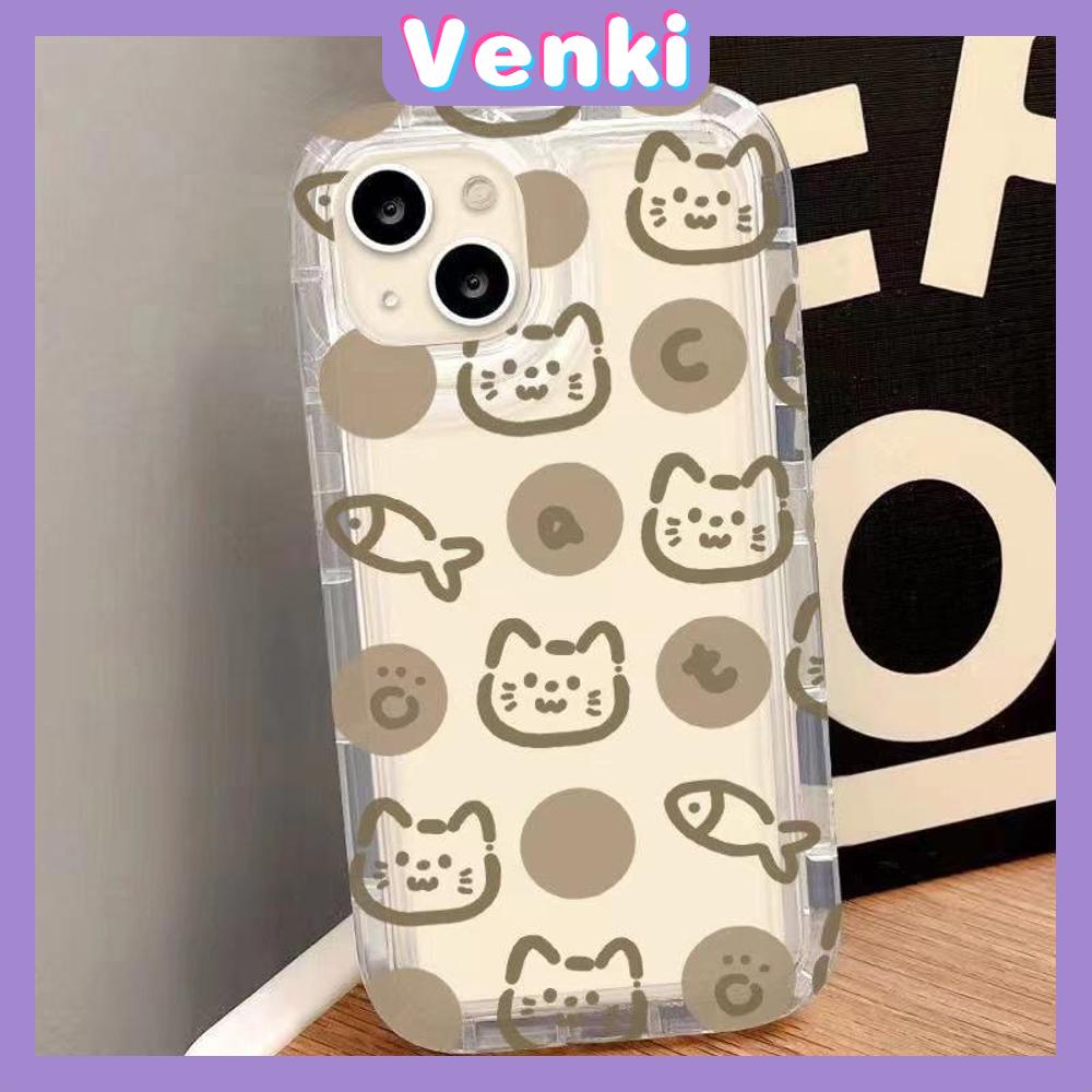 VENKI - Cho iPhone 11 Ốp Lưng TPU Mềm Trong Suốt Túi Khí Chống Sốc Bảo Vệ Camera Mèo Cá Vàng Dễ Thương Tương Thích Với iPhone 14 13 Pro Max iPhone 12 Pro Max XR XS 7Plus 8Plus