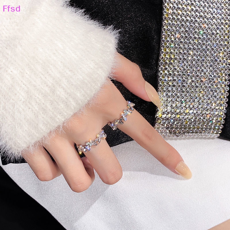 {Ffsd} Nhẫn Hở Hình Bướm Đính Đá Zircon Phong Cách Punk Vintage Tinh Xảo Thời Trang Sáng Tạo Có Thể Điều Chỉnh Dành Cho Nữ