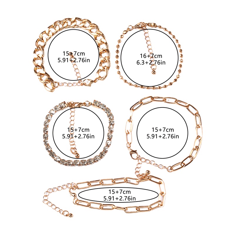 Ygt Set 5 Vòng Tay Đính Đá Đơn Giản Phong Cách Retro