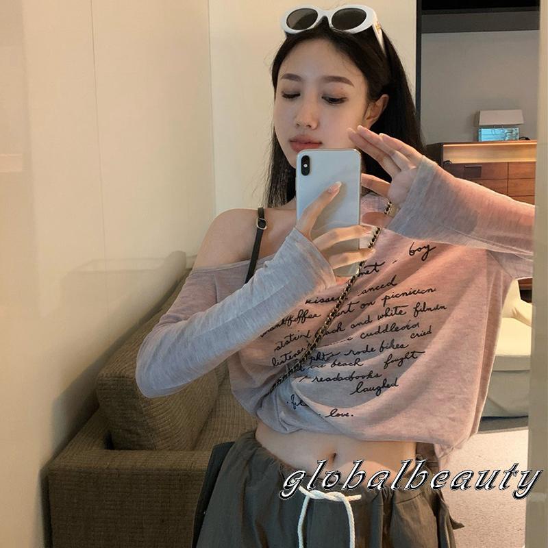 Áo Thun Nữ Dài Tay In Chữ Phong Cách Đường Phố