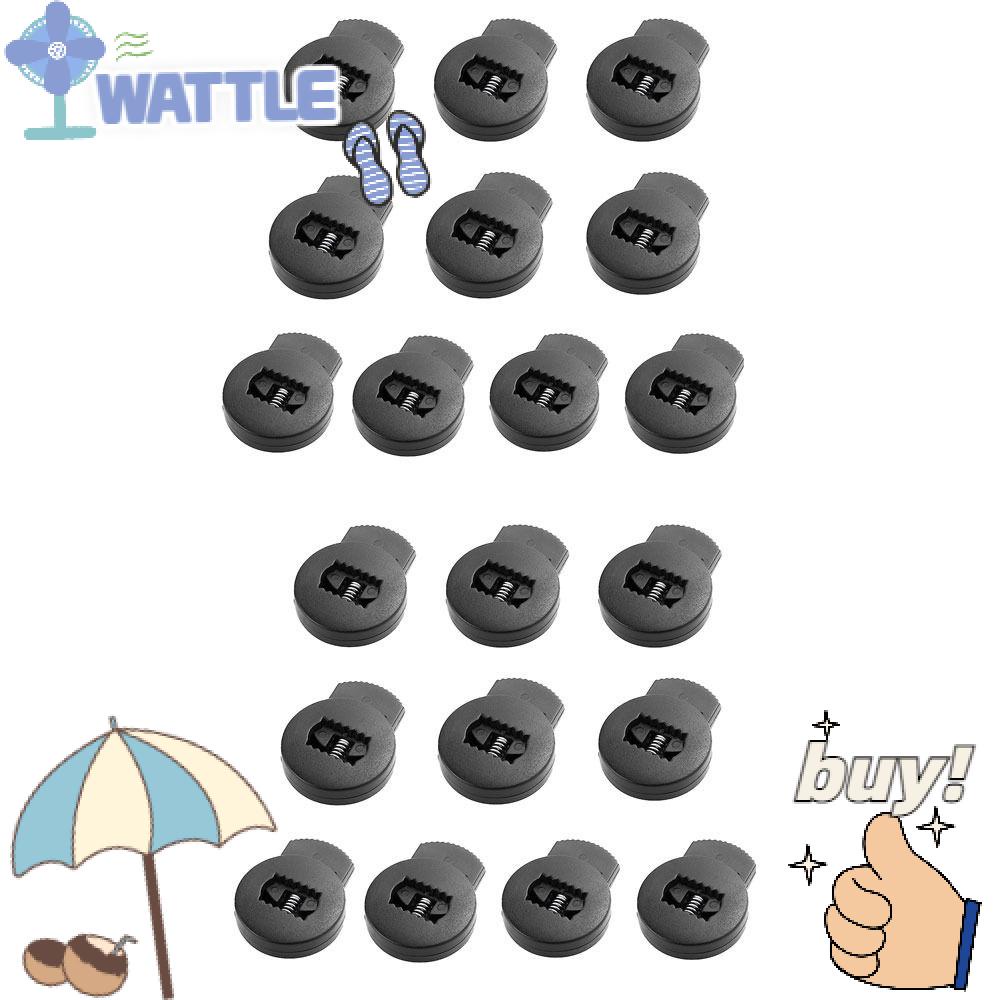 WTTLE Set 20 Khóa Lò Xo Tròn Màu Đen Có Thể Điều Chỉnh Khóa Găng Tay Bóng Chày Cho Người Lớn / Trẻ Em