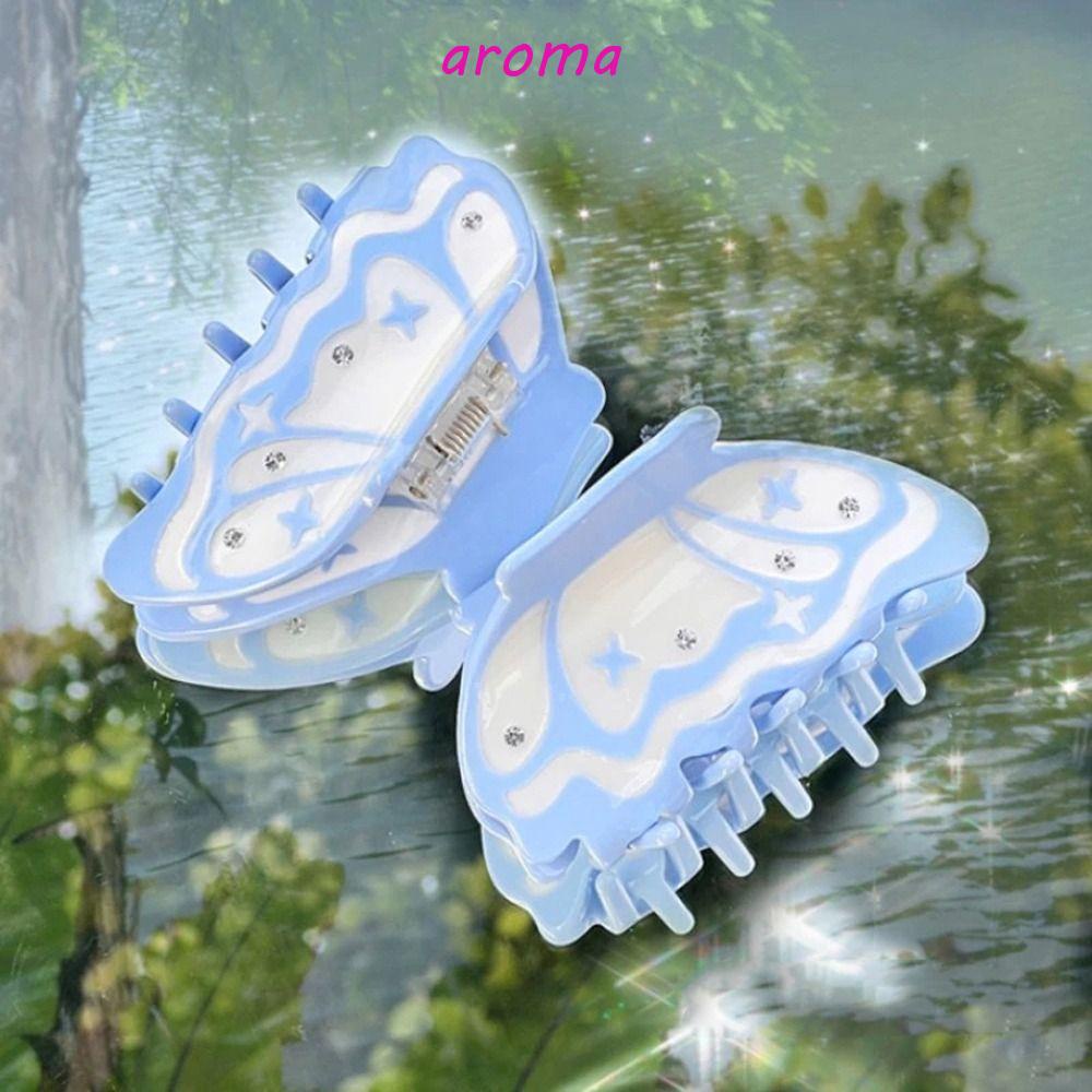 AROMA Kẹp Tóc Màu Cầu Vồng Hình Bươm Bướm Xinh Xắn Dành Cho Nữ