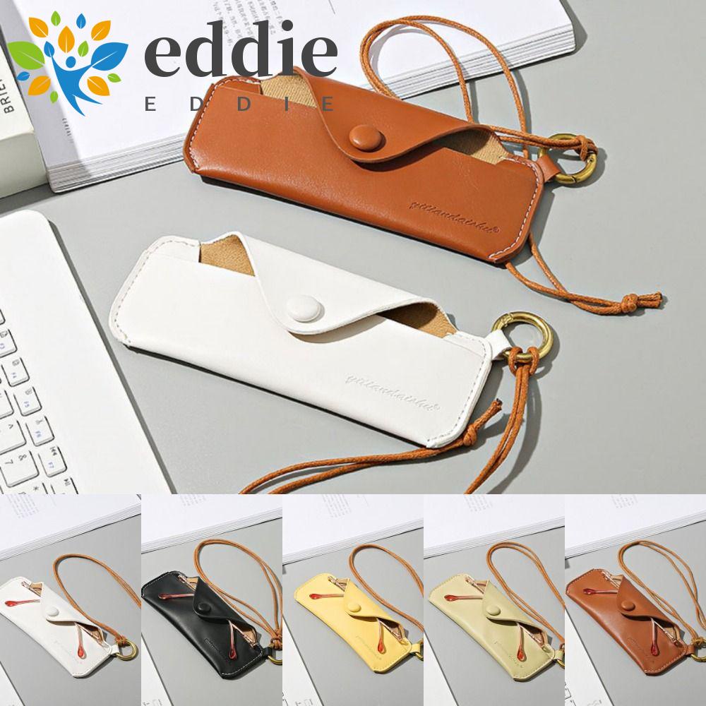 26EDIE Túi Đựng Mắt Kính Đeo Cổ Bằng Da PU Màu Trơn Chống Thất Lạc Tiện Dụng Cho Học Sinh