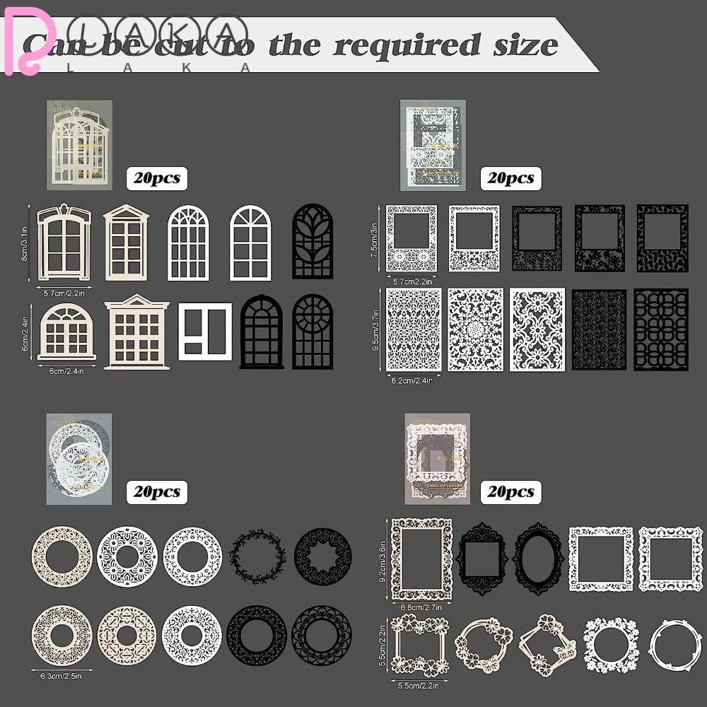 LAKAMIER Giấy Trang Trí Hình Tròn / Chữ Nhật Màu Trắng Đen Phong Cách Vintage