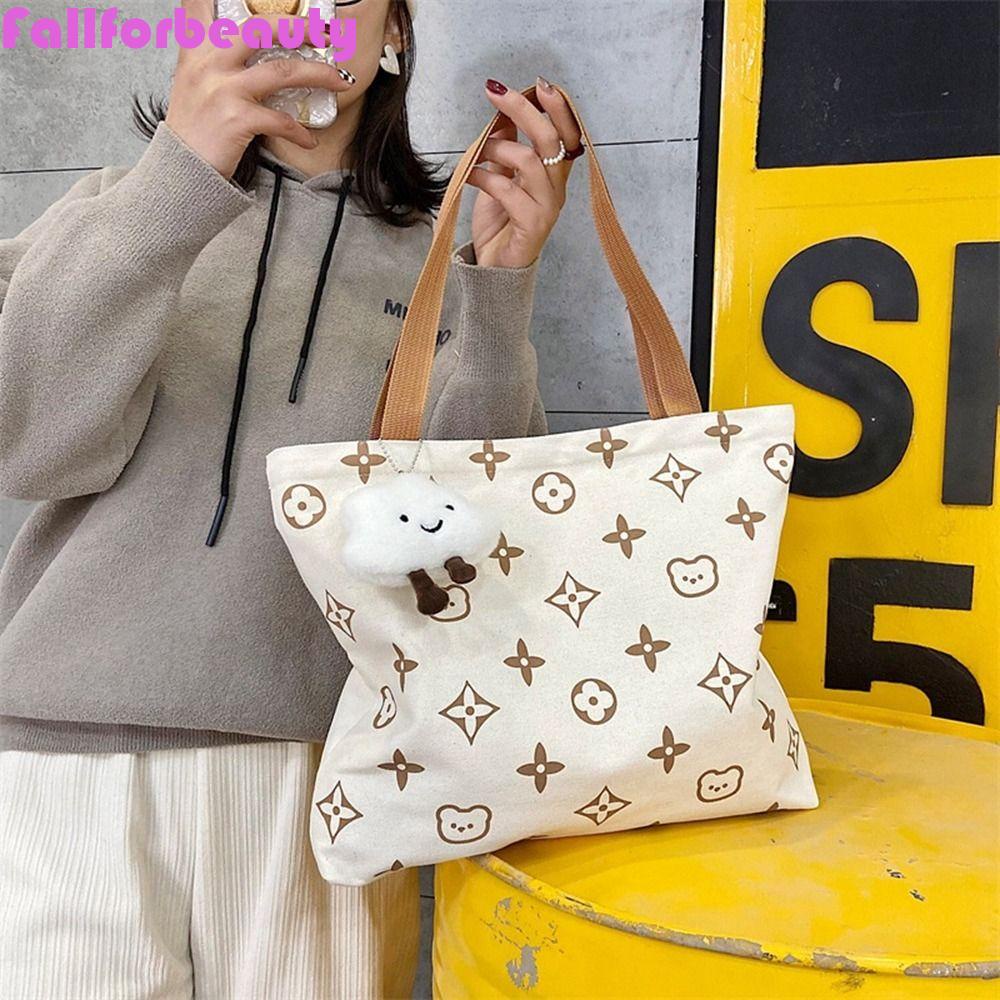 FALLFORBEAUTY Túi vải Cỡ Lớn In Họa Tiết Chú Gấu Dễ Thương Thời Trang Cho Nữ