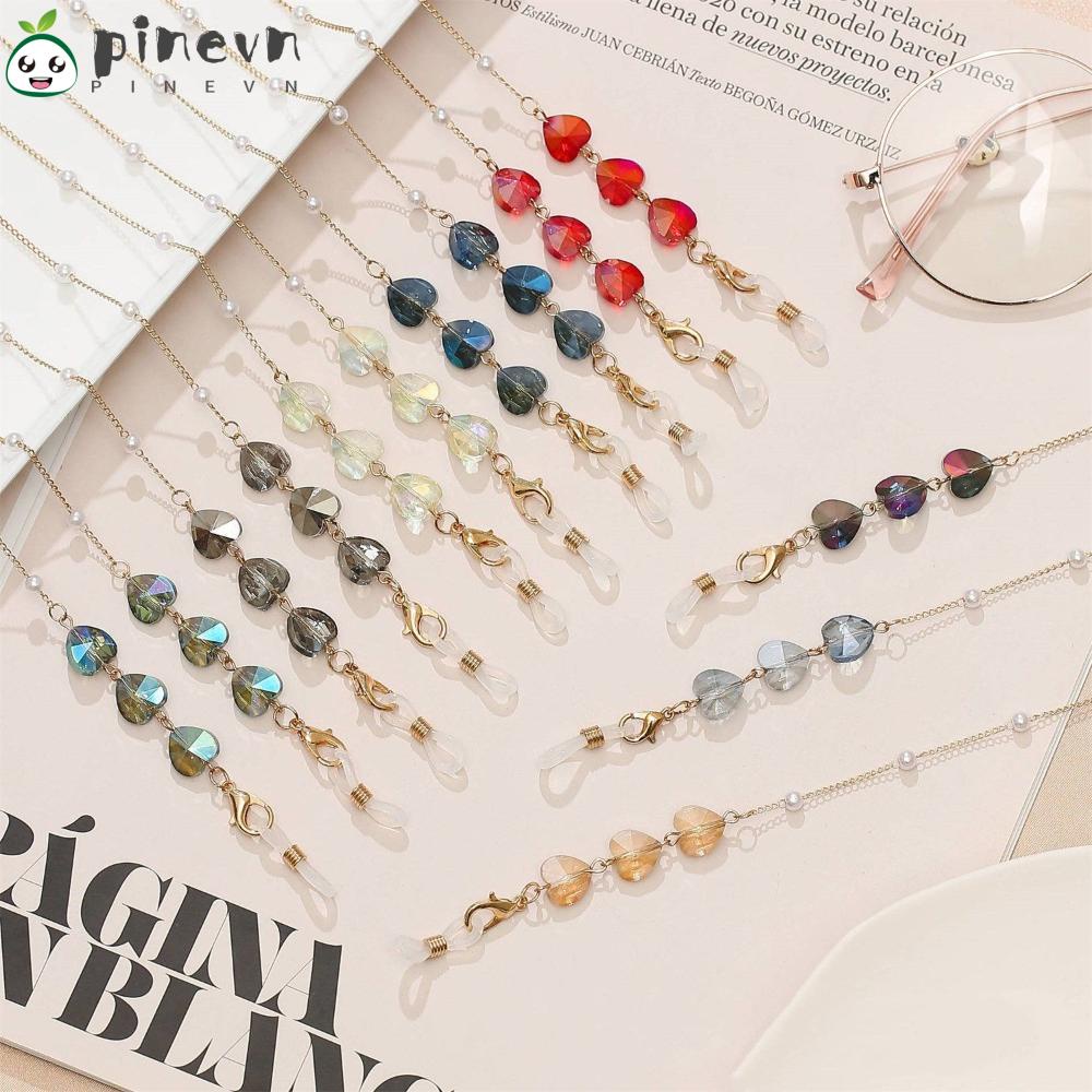 PINEVN Dây Đeo Mắt Kính Chống Thất Lạc Hình Trái Tim Đính Hạt Pha Lê