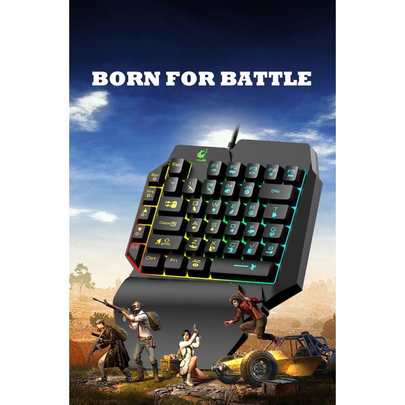 Bàn phím giả cơ một tay   bàn phím chơi game có đèn LED một tay có dây đầy màu sắc