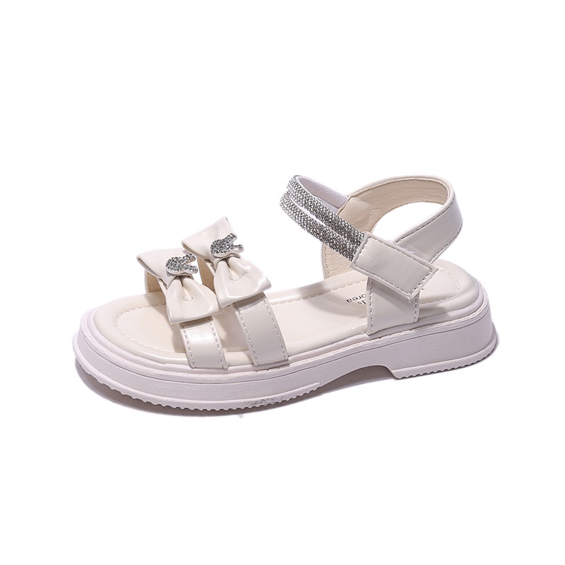 Dép sandal quai hậu cho bé gái sz 23-37, Xăng đan bé gái đính 2 nơ kèm tag gấu,hai quai dán đính đá lấp lánh [kieusashop