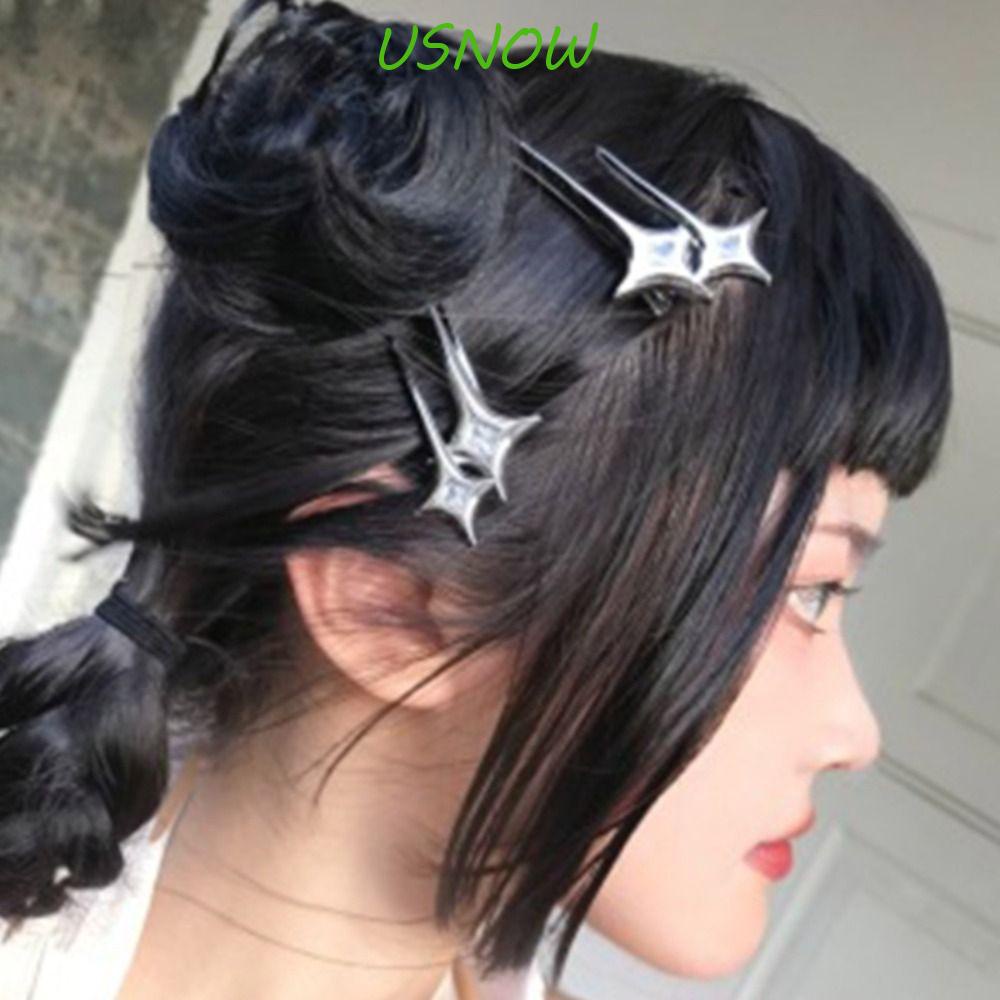 USNOW Kẹp Tóc Mỏ Vịt Bằng Kim Loại Màu Bạc Cho Nữ