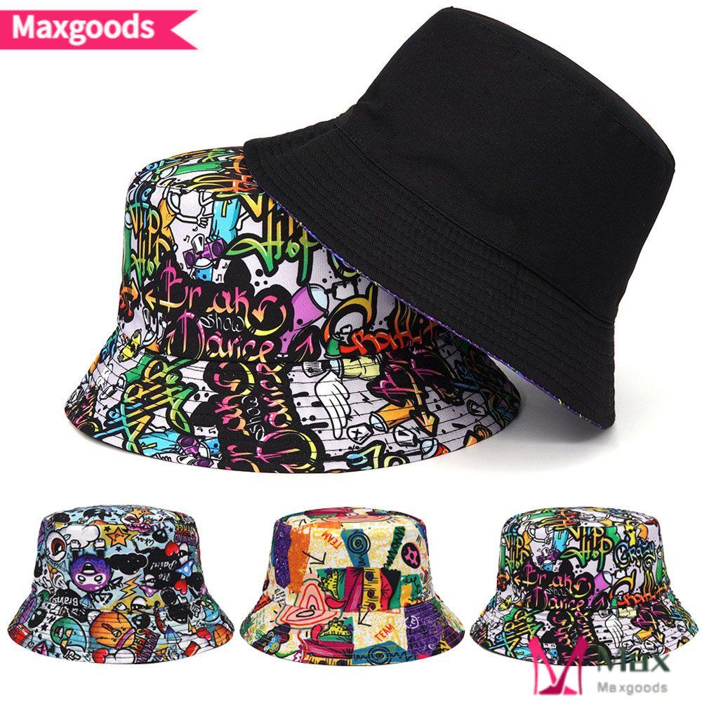 MAXG Nón Bucket Panama Hoạ Tiết Chữ In Phong Cách Thể Thao Cho Nam Và Nữ