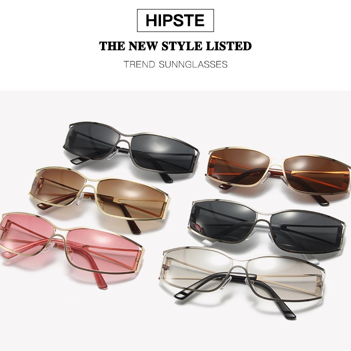 Kính Mát Gọng Vuông Kim Loại Thời Trang Cho Nam Nữ