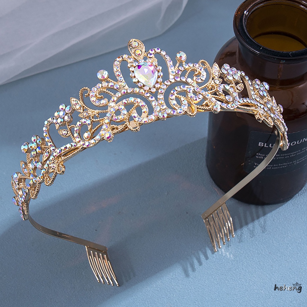Cài Tóc Hình Vương Miện Đính Đá Chống Trượt / Mài Mòn Cho Cô Dâu