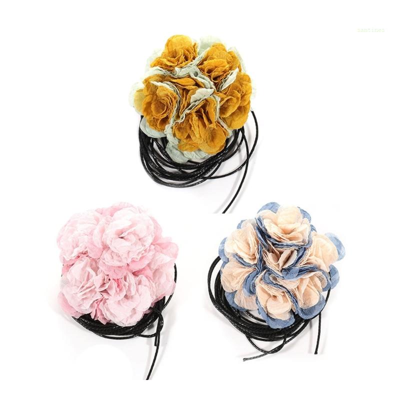 Vòng Cổ Choker Y2K Thắt Dây Điều Chỉnh Được Họa Tiết Hoa Cho Nữ