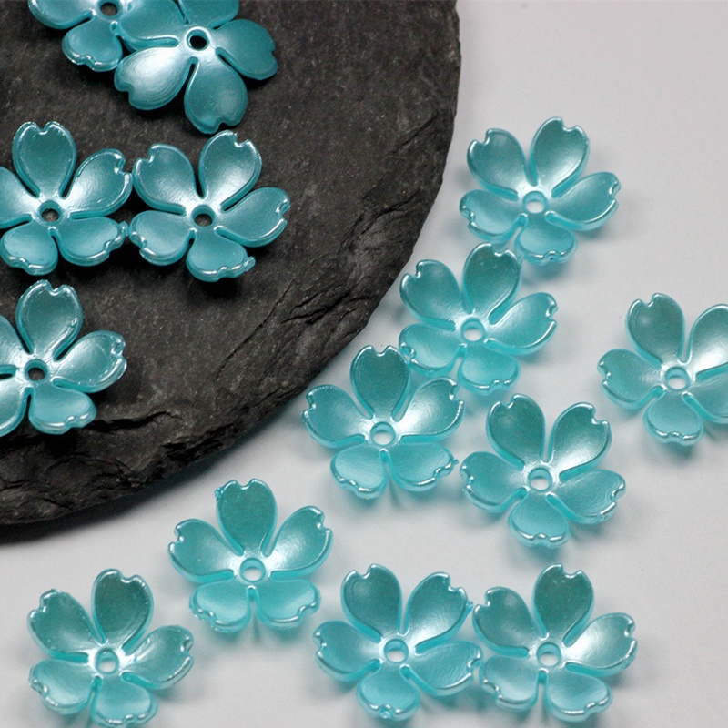 Set 100 Hạt Xỏ Lỗ Hình Hoa Anh Đào Bằng Nhựa Acrylic 15mm Dùng Làm Trang Sức DIY