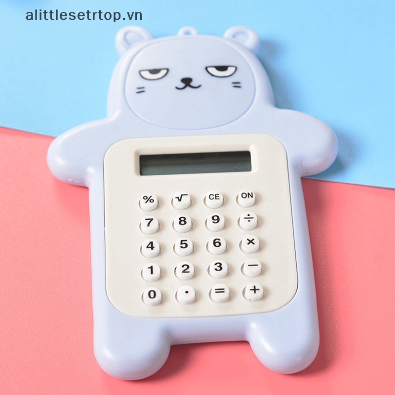 Alittlesetrtop máy tính hoạt hình sáng tạo đồ dùng văn phòng máy tính kỹ thuật số nhỏ di động kích thước bỏ túi 8 hiển thị sinh viên caculator dễ thương.