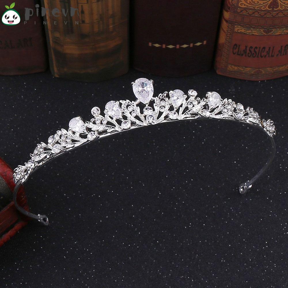 PINEVN Vương Miện Hợp Kim Đính Đá Xinh Xắn Cho Cô Dâu