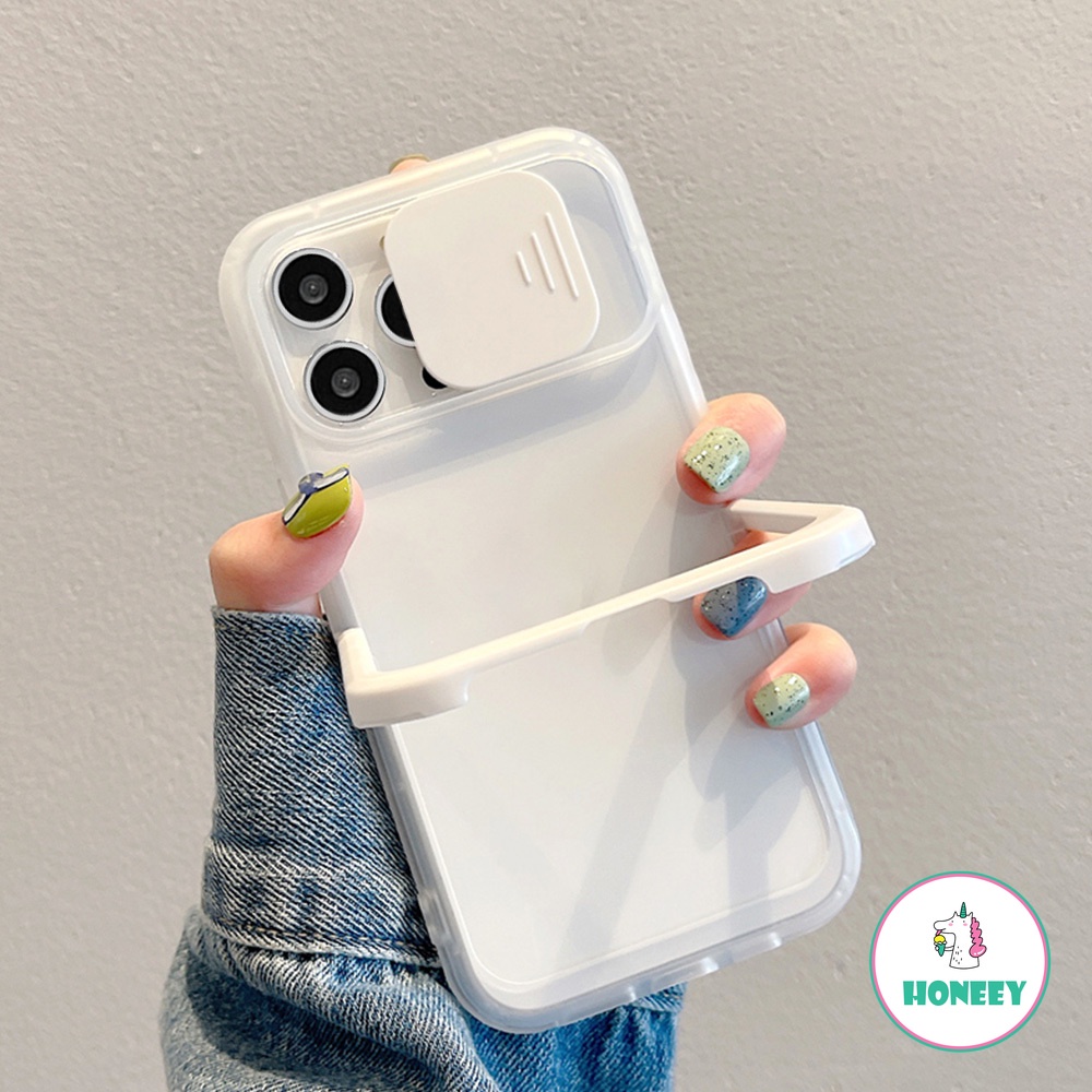 Ốp Điện Thoại tpu Mềm Có Giá Đỡ Kiểu Trượt Bảo Vệ Ống Kính Cho iphone 14 pro max 15 pro max 13 12 11 pro max