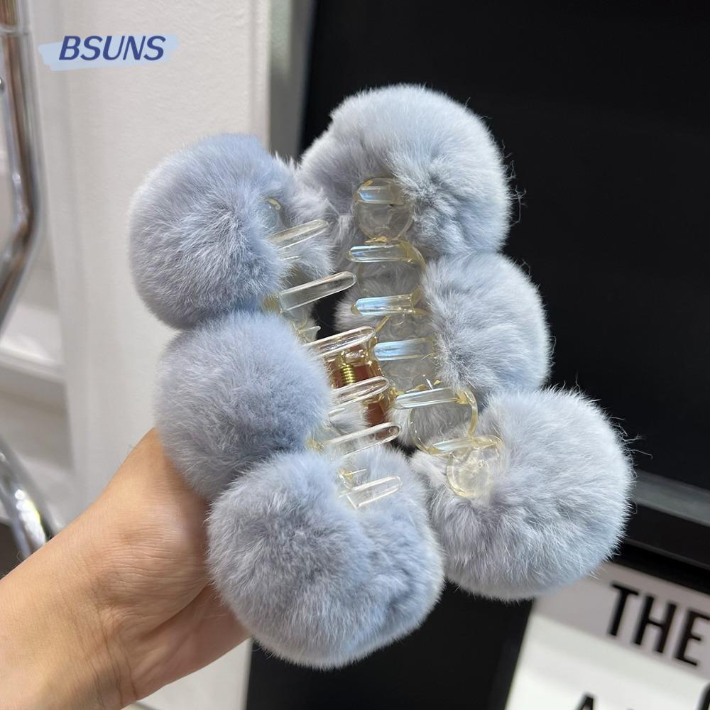 BSUNS Kẹp Tóc Càng Cua Đính Lông Thỏ Cỡ Lớn Kiểu Dáng Ngọt Ngào