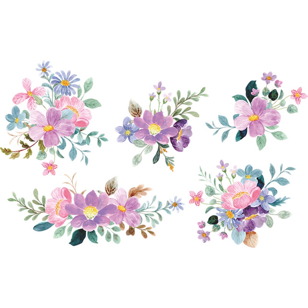 Miếng Dán Tường Bằng PVC Họa Tiết Hoa Màu Sắc Tươi Sáng Có Thể Tháo Gỡ Trang Trí Nhà Cửa