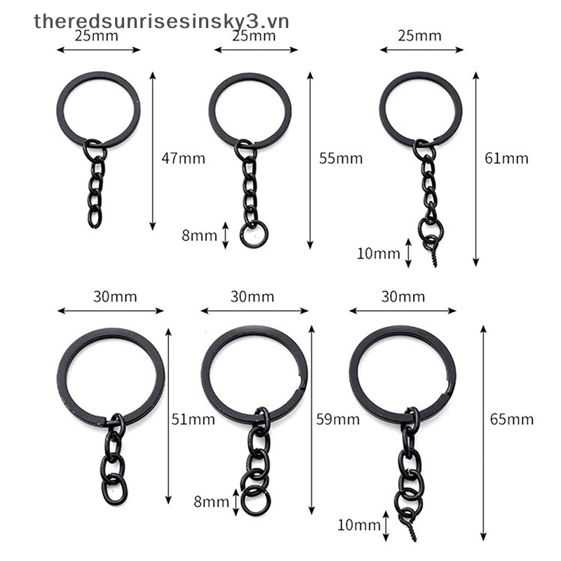 Set 10 Móc Khóa 25mm 30mm Màu Đen Thời Trang