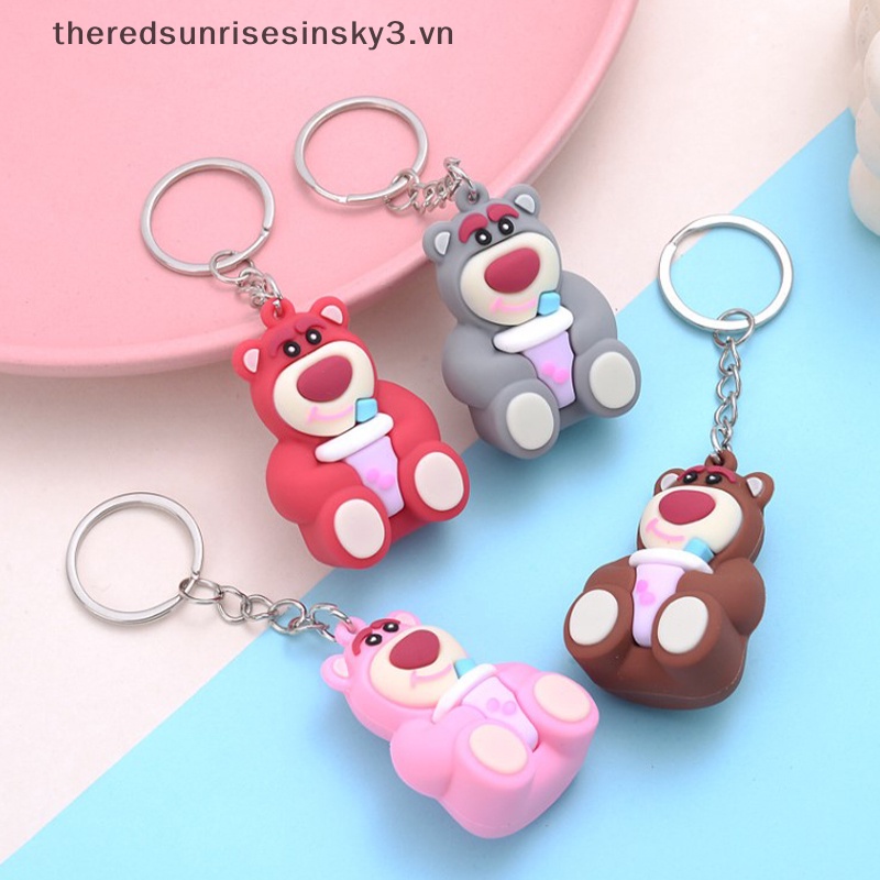 Móc Khóa Resin Hình Gấu Dâu Tây Dễ Thương Sáng Tạo Dành Cho Cặp Đôi