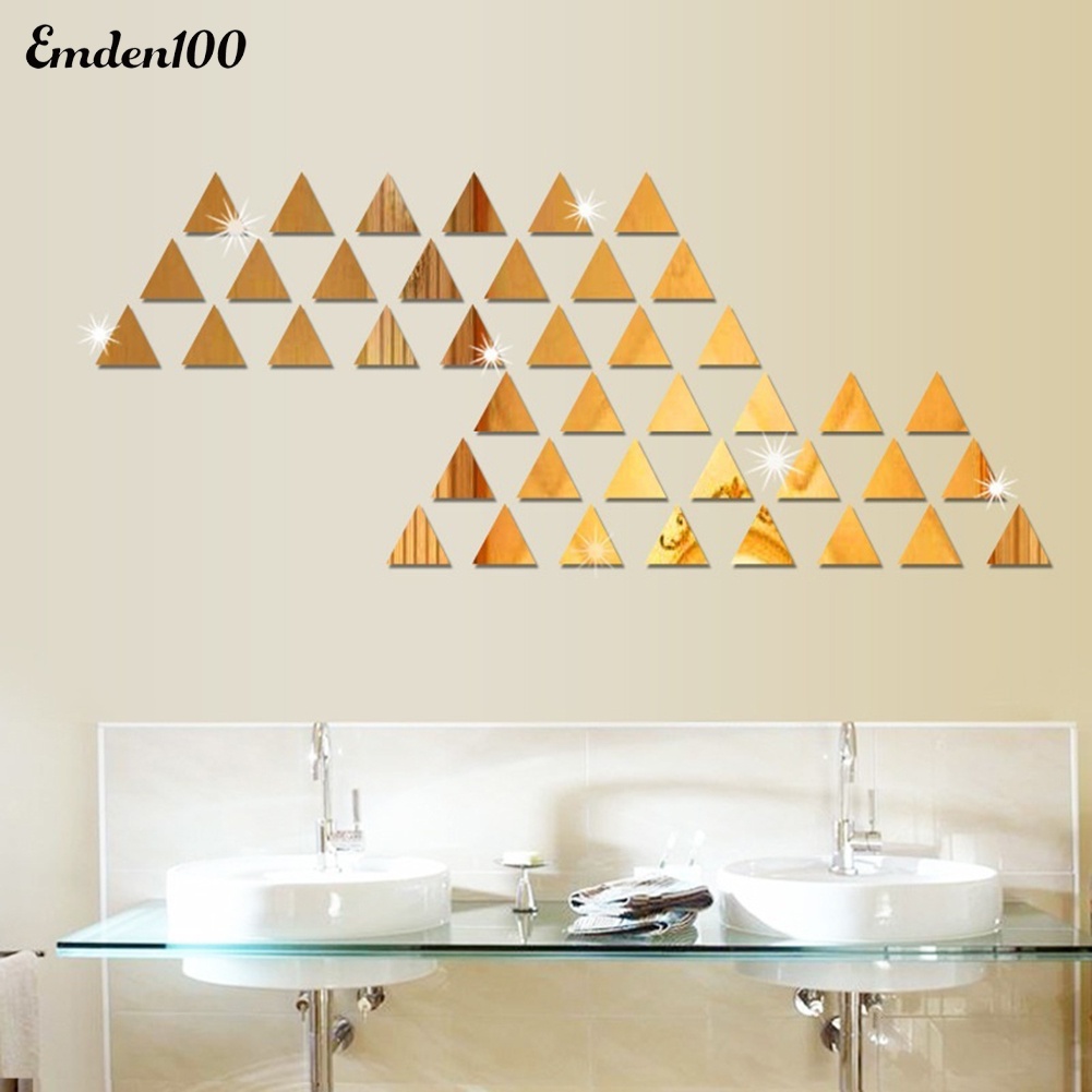 Bộ 100 Miếng Dán Tường Hình Tam Giác 3D Hiệu Ứng Tráng Gương