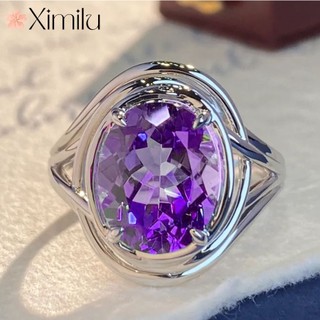 ⭐ nhẫn đính đá thạch anh tím đơn giản lãng mạn dễ phối đồ
