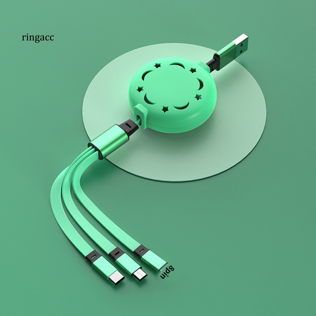 Dây Cáp Sạc RGA 3 Trong 1 Cổng Micro USB Type-C 8Pin Cho Điện Thoại