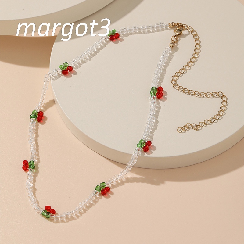 Vòng cổ Hạt Mặt Trái Cherry Đỏ Dễ Thương Phong Cách Bohemia Margot3
