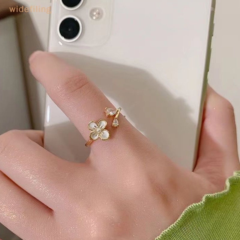 Nhẫn Hở Họa Tiết Hoa Trà Đính Ngọc Trai Thời Trang Dễ Điều Chỉnh Cho Nữ