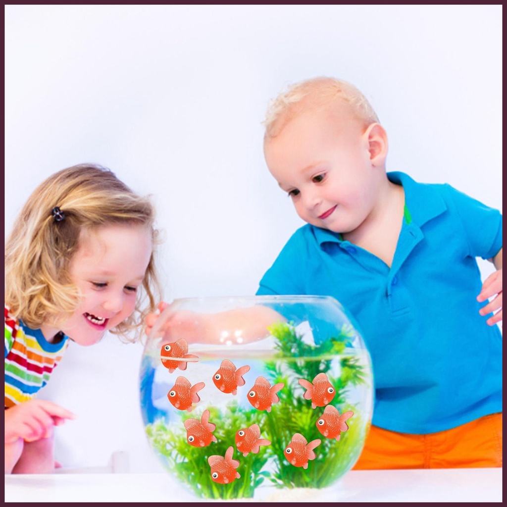 Set 10 Tượng Cá Vàng Mini Nhân Tạo Bằng Nhựa Mềm Trang Trí