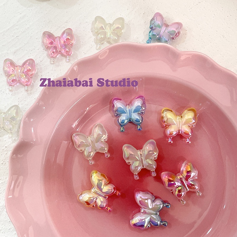 Chuỗi Hạt Bằng acrylic Mạ Màu Gradient Hình Bướm Dùng Làm Vòng Tay / Vòng cổ / Điện Thoại DIY