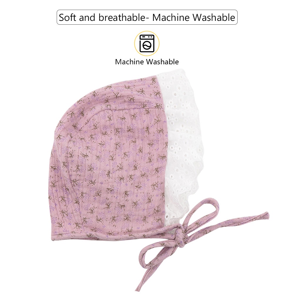 1 Nón Đội Cột Dây Bằng Vải Cotton Nguyên Chất Dành Cho Trẻ Sơ Sinh 0-12 Tháng Tuổi