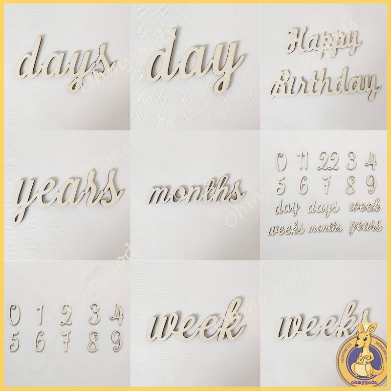 Bộ Thẻ Gỗ In Chữ Và Số Dùng Làm Đạo Cụ Chụp Ảnh Cho Bé Sơ Sinh