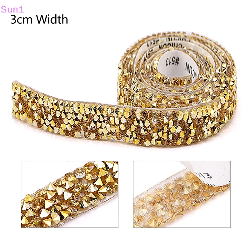 Cuộn Dây Đính Đá Resin Tự Dính Hai Mặt 15mm 30mm Dài 1 Yard Dùng Trang Trí DIY