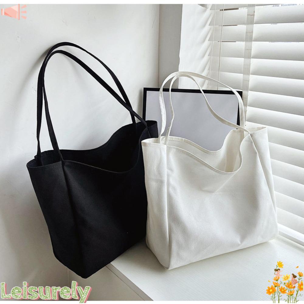LEILY Túi Xách Vải Cotton Màu Trơn Hai Mặt Sức Chứa Lớn Thời Trang Cho Nữ