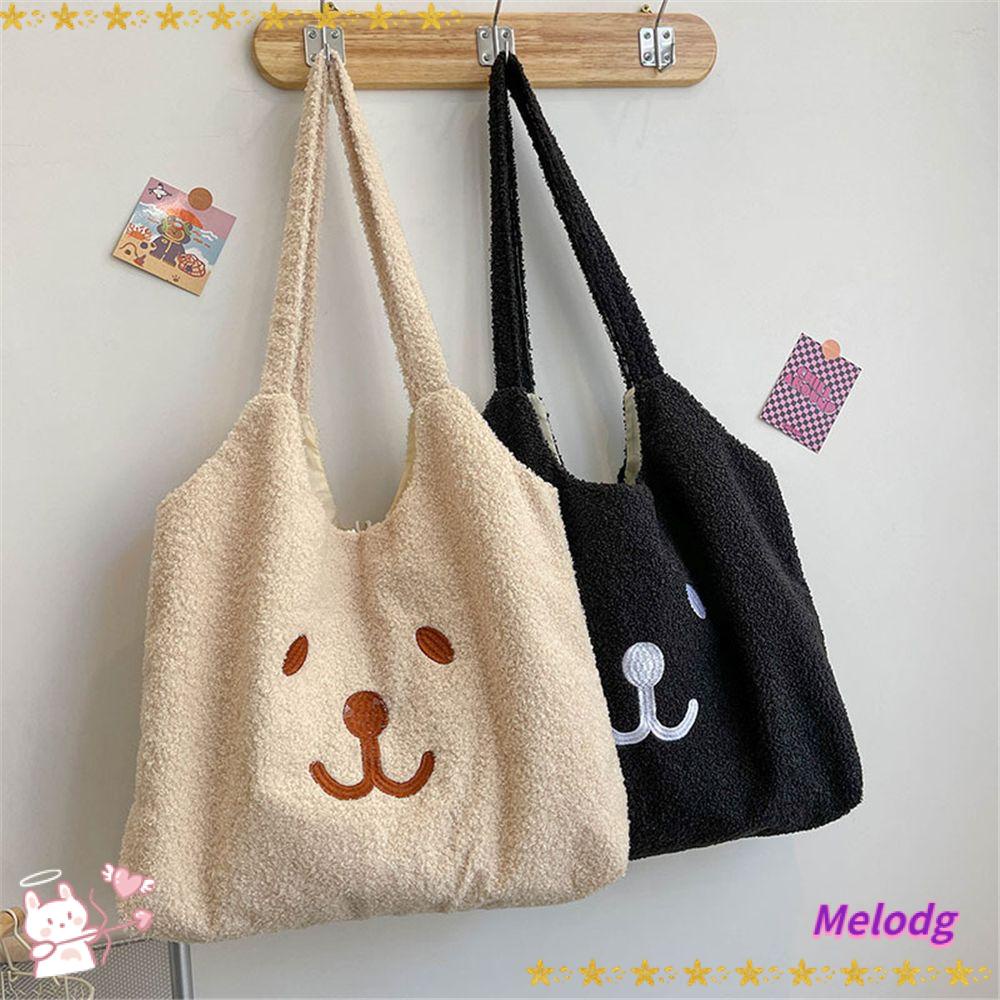 MELODG Túi Tote Đeo Vai Phối Lông Xù Xinh Xắn Thời Trang Cho Nữ