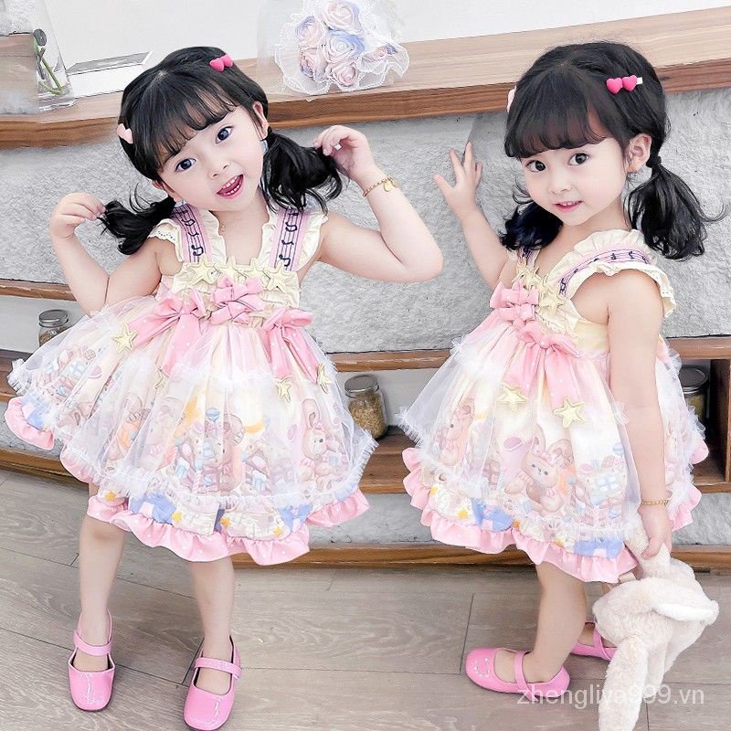Đầm Công Chúa Lolita Hai Dây Mùa Hè 2023 Phong Cách Mới Cho Bé Gái