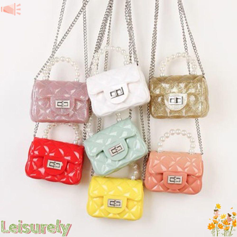 LEILY Túi Xách Nhựa Dẻo Họa Tiết Hình Thoi Phong Cách Vintage