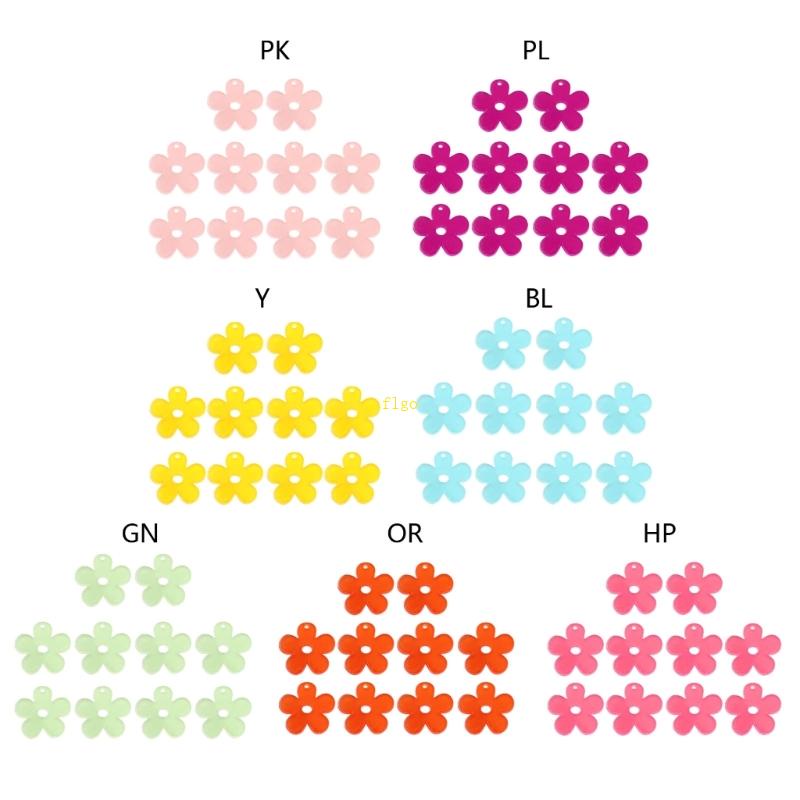 Set 10 Mặt Vòng cổ Acrylic Hình Hoa Nhiều Màu Sắc DIY