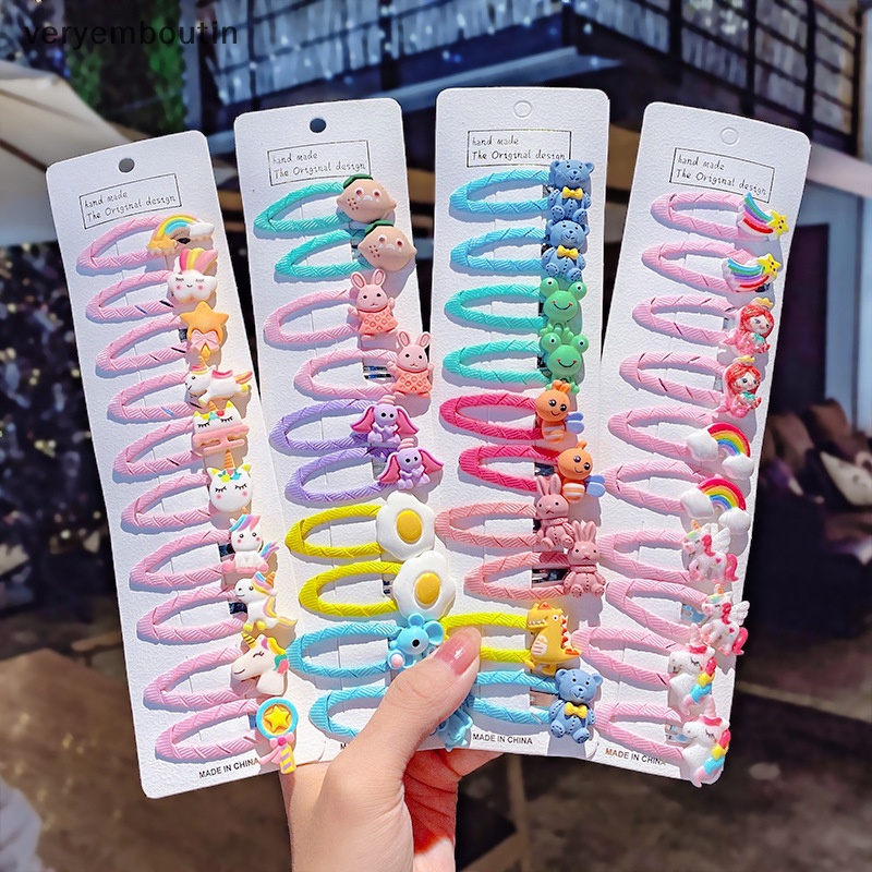 Set 10 Kẹp Tóc Hình Hoa Mưa / Động Vật Hoạt Hình Dễ Thương Cho Bé Gái