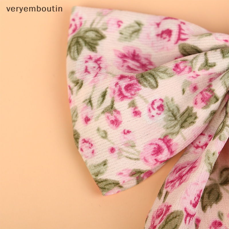 Kẹp Tóc Ruy Băng Thắt Nơ in Họa Tiết Hoa Xinh Xắn Ngọt Ngào Cho Nữ