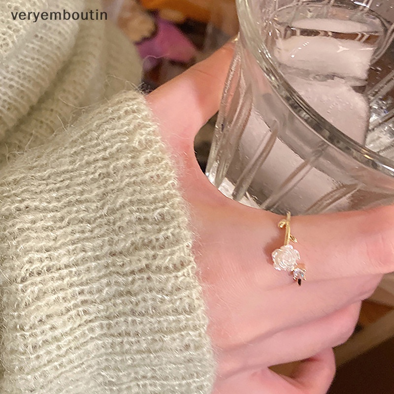 Nhẫn Hở Hình Hoa Hồng Đen Đính Đá Zircon Có Thể Điều Chỉnh Kích Cỡ Phong Cách Hàn Quốc Cho Nữ