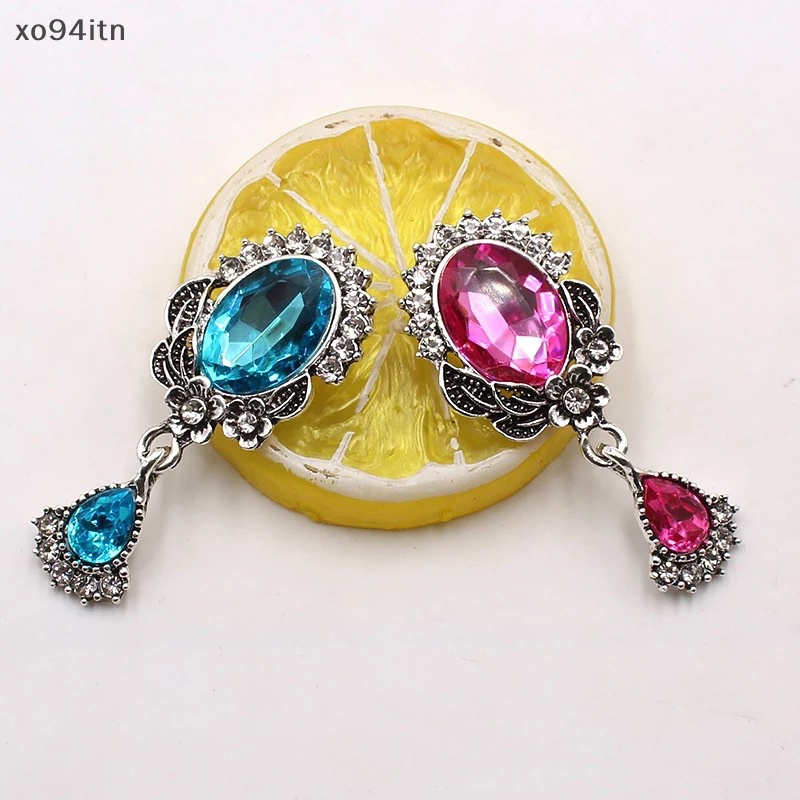 Ghim Cài Áo Hợp Kim acrylic 23 * 52mm Hình oval Đính Đá DIY